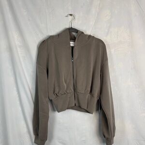 Spiritual Gangster Cropped Hooded Bomber Jacket - Taupe